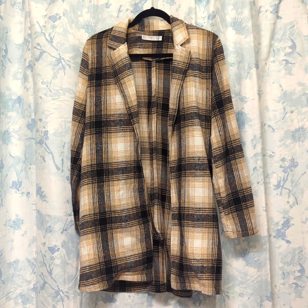 Cream and Black Pea Coat